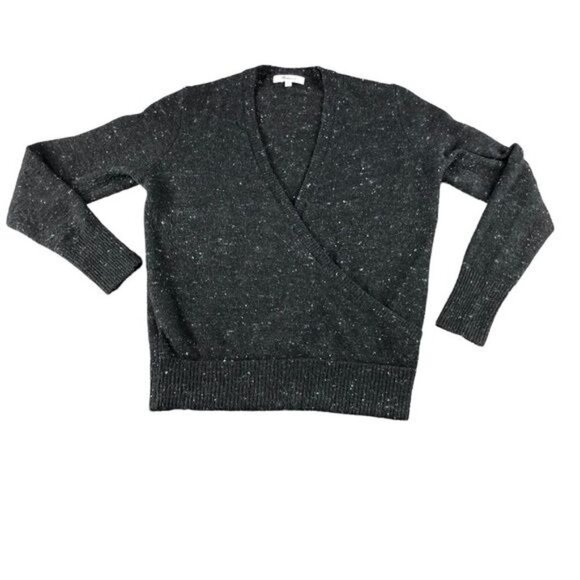 Madewell Womens Small Black Wool Blend Deep V Wrap Wool Blend Sweater, Soft - Picture 1 of 8